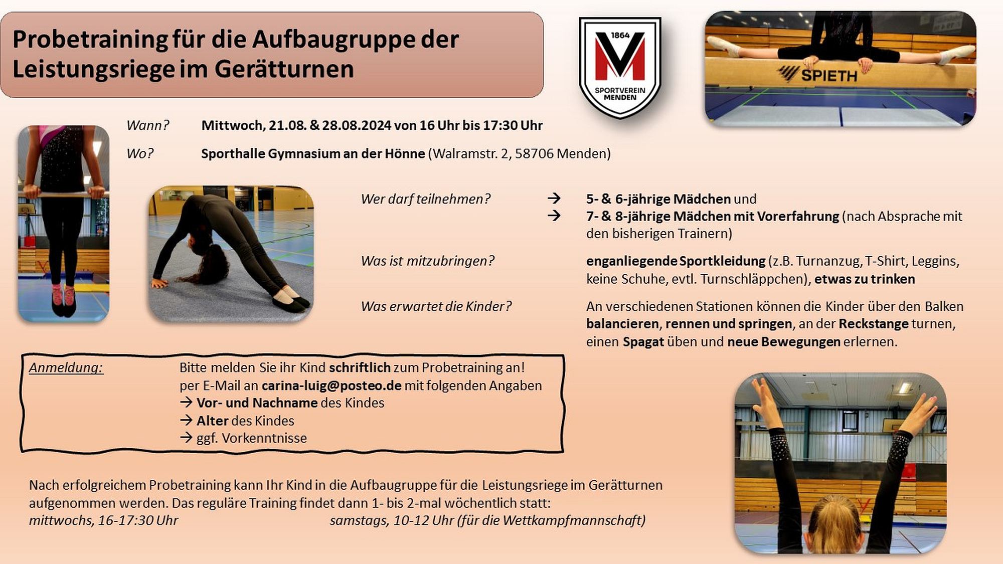 Probetraining Aufbaugruppe der Leistungsriege